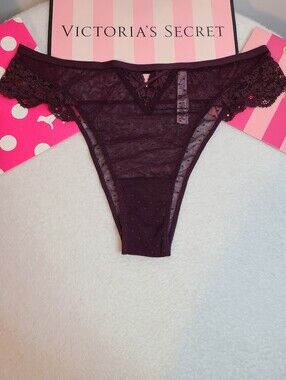 Retired VS Dream Angels Sheer Mesh & Lace Hi-cut Brazilian Cheeky Panty Sz M